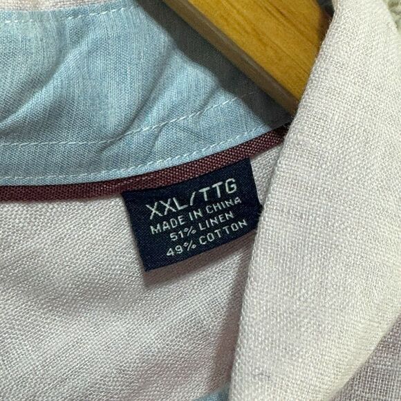 Tommy Bahama Shirt Men's XXL Pink Textured Plaid Pocket Long Sleeve Linen Blend - Picture 8 of 12